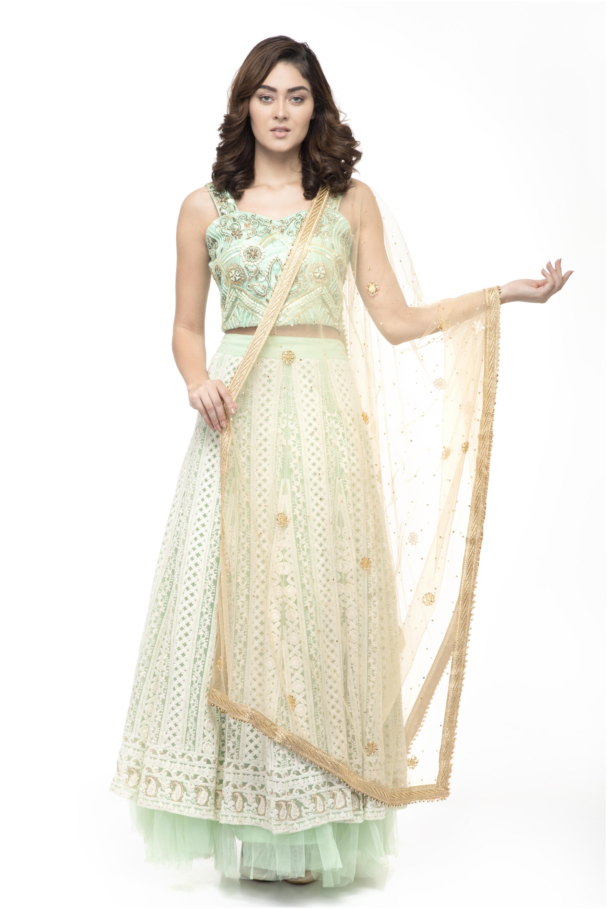 

A R SILK Women Net Embellished Dupatta Gold