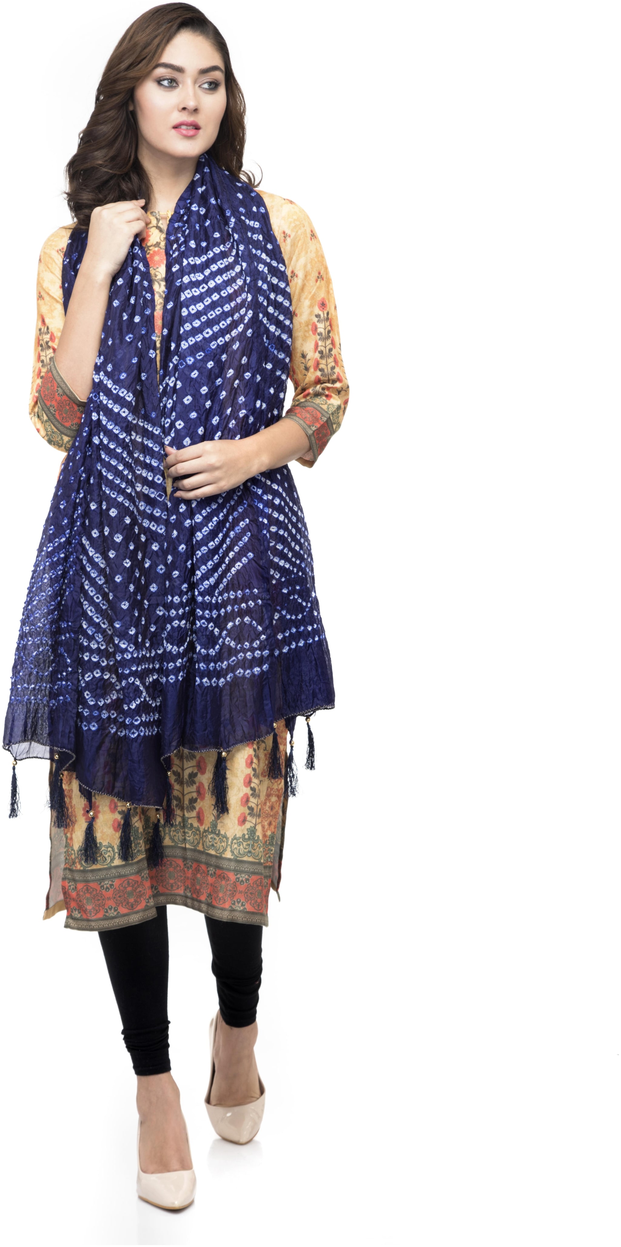 

A R SILK Women Silk Printed Dupatta Blue