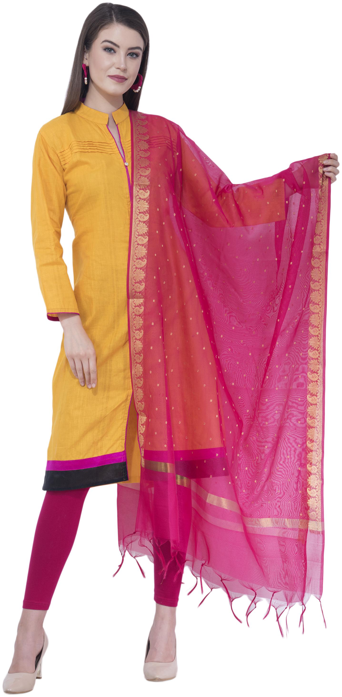 

A R SILK Women Cotton Dupatta Pink