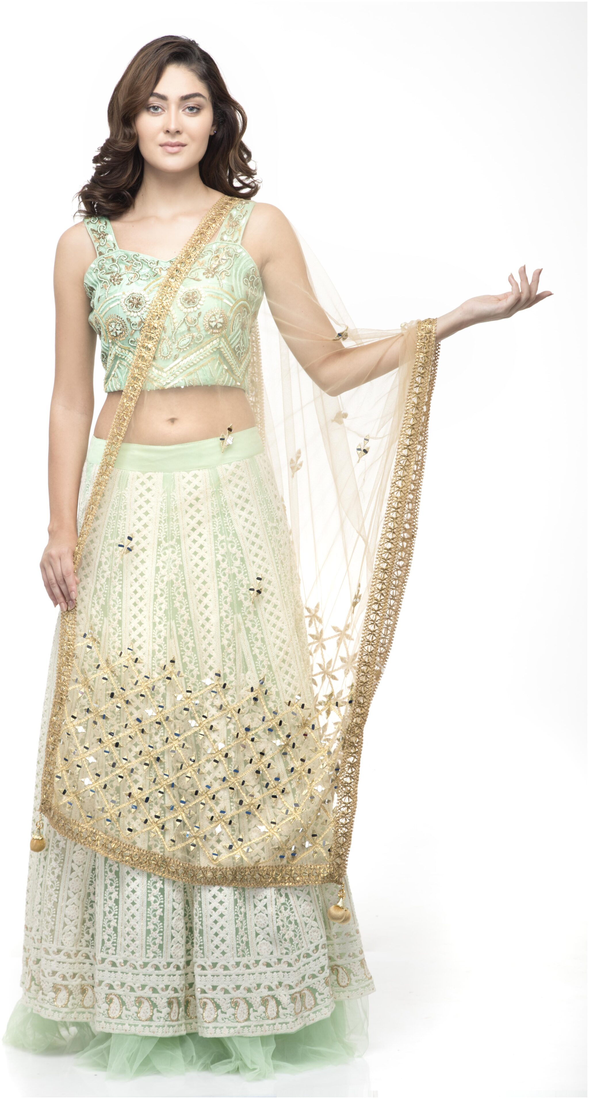 

A R SILK Women Net Embroidered Dupatta Gold