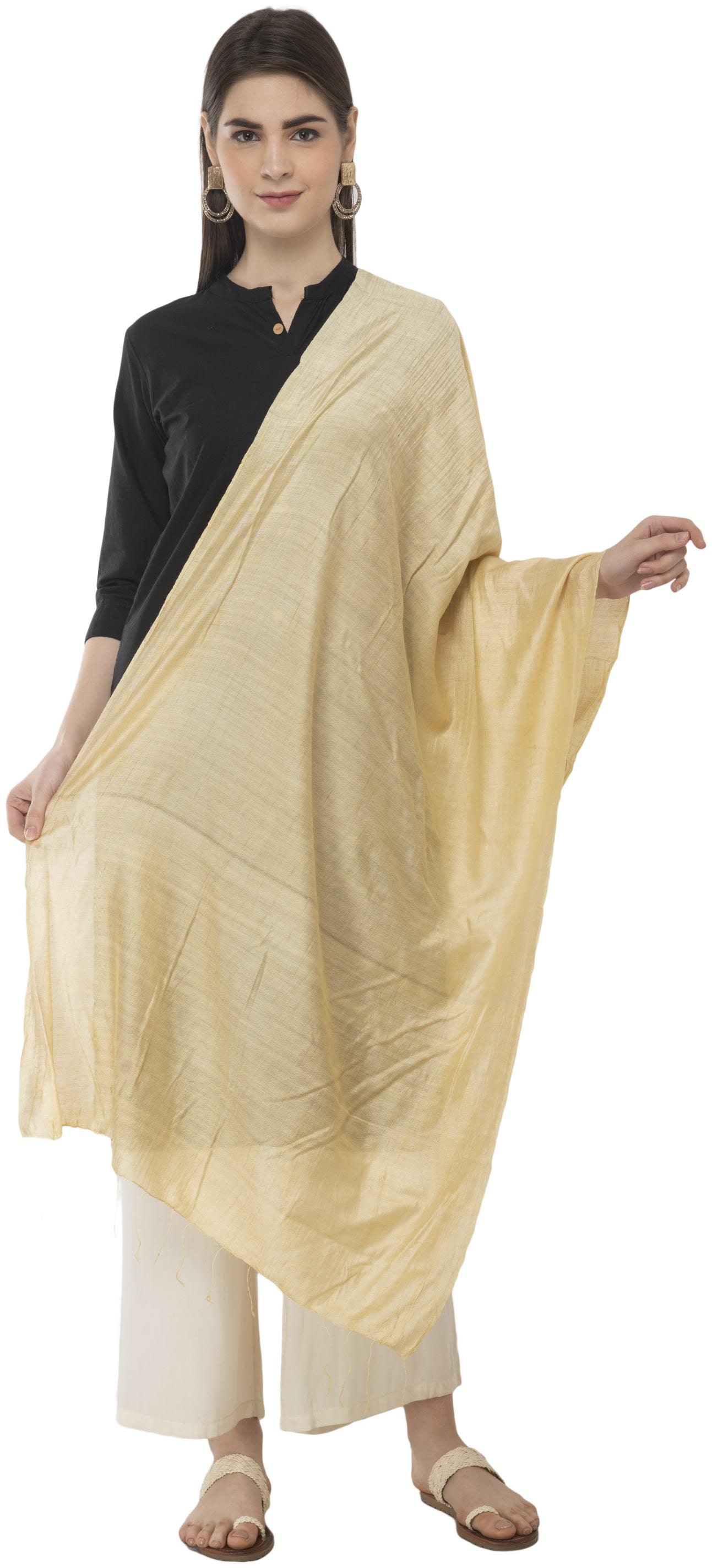 

A R SILK Women Cotton Solid Casual Dupatta Color Beige