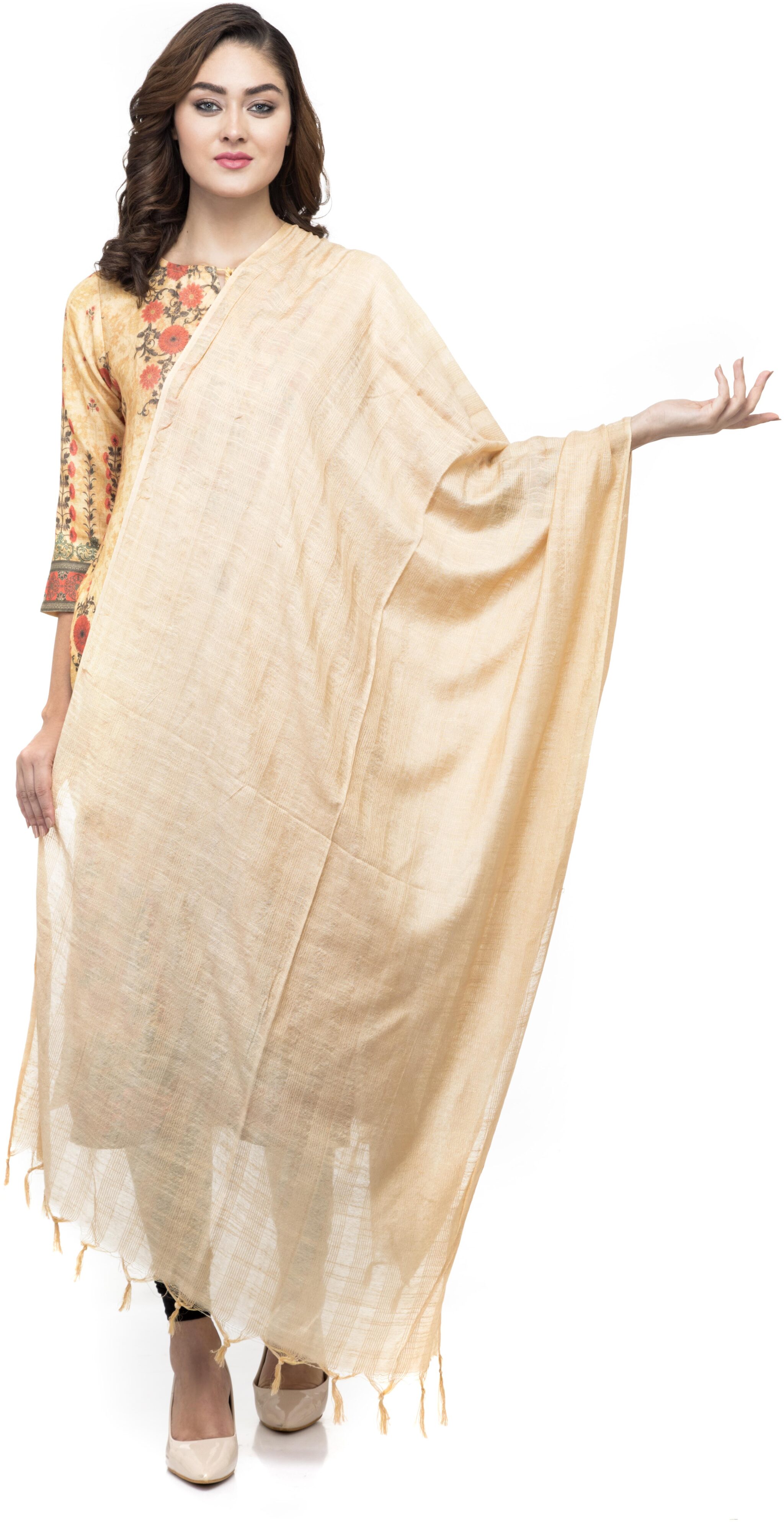 

A R SILK Women Cotton Solid Dupatta Gold