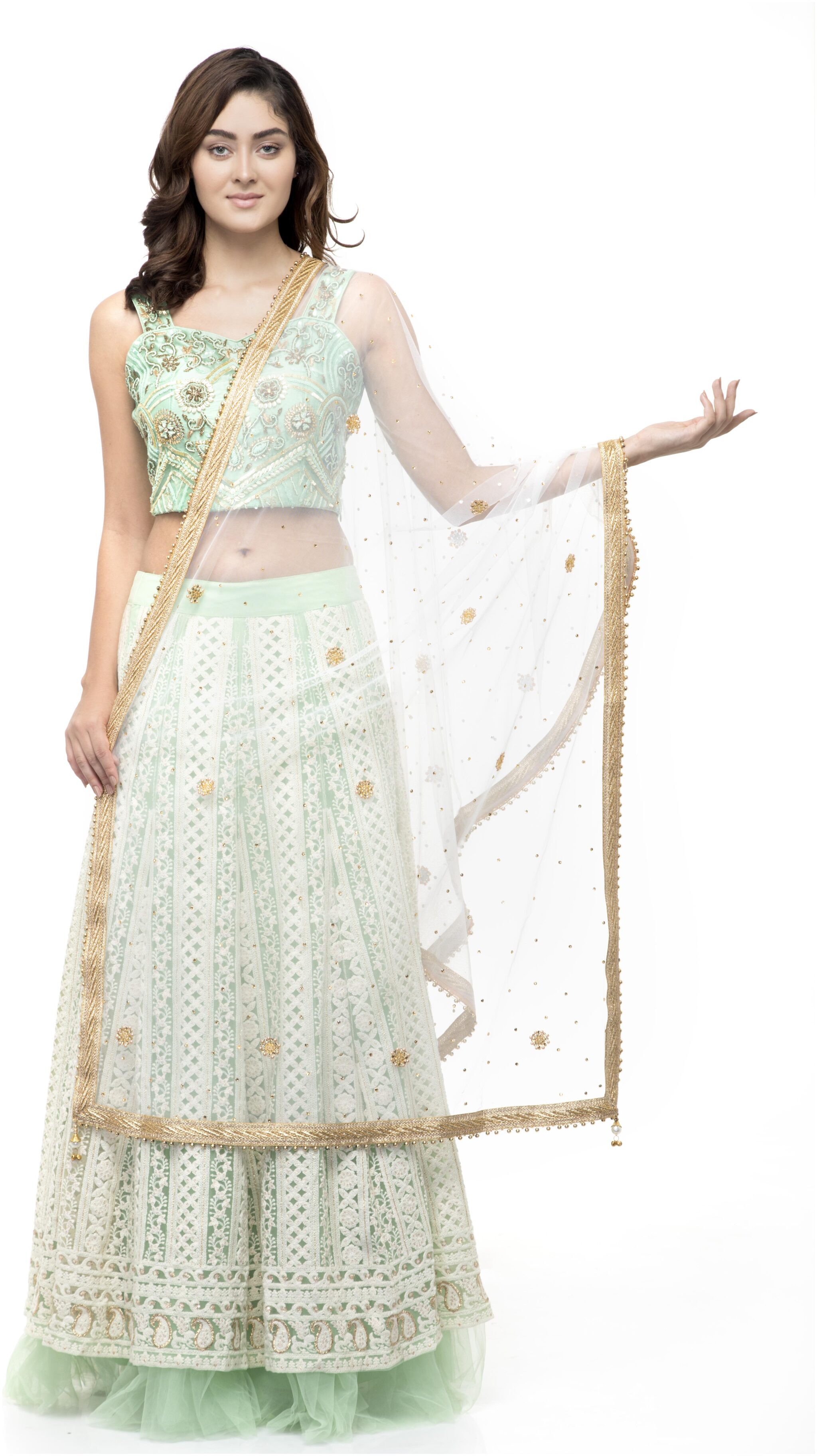 

A R SILK Women Net Embellished Dupatta White