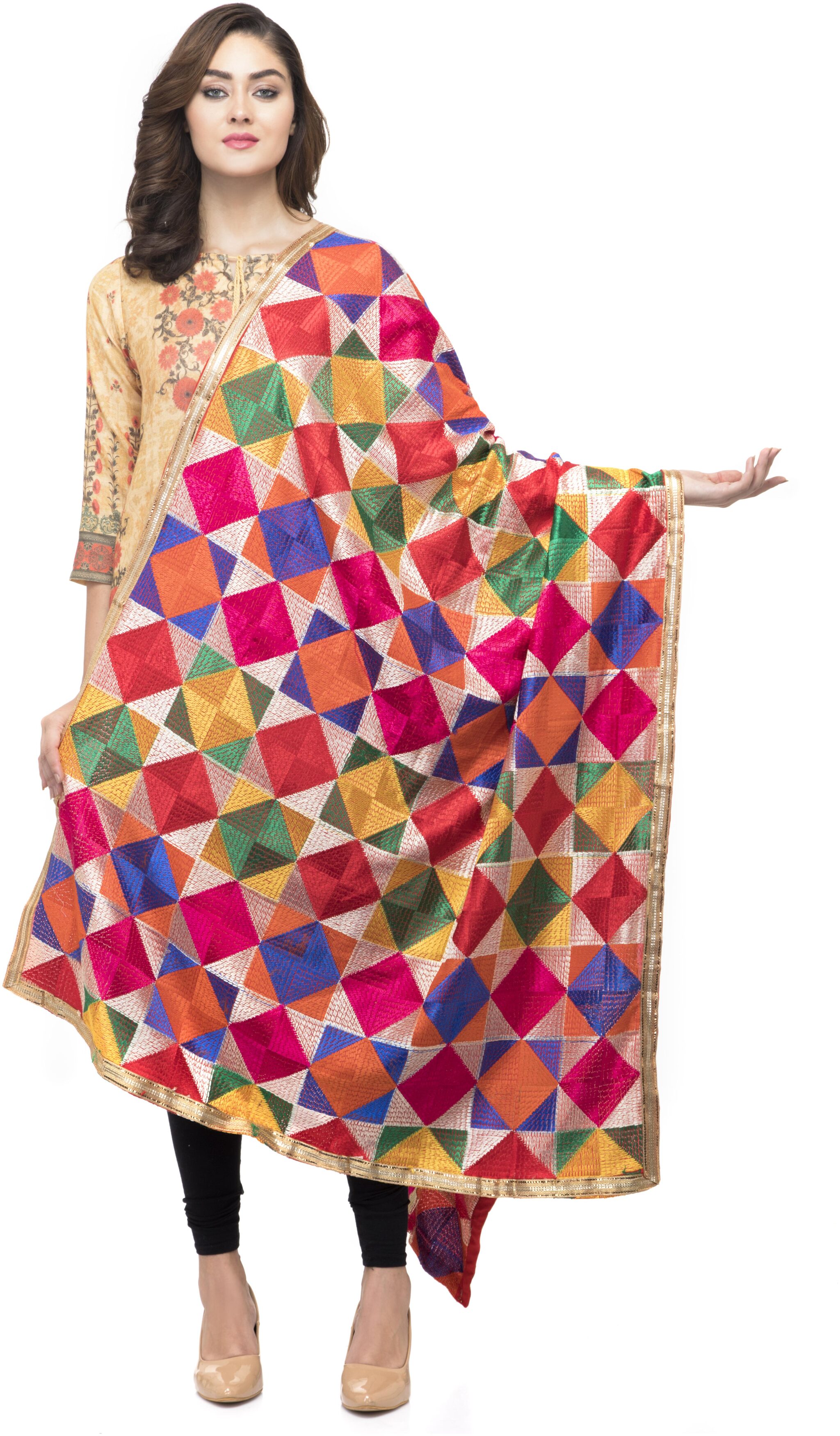 

A R SILK Women Silk Embroidered Dupatta Multi