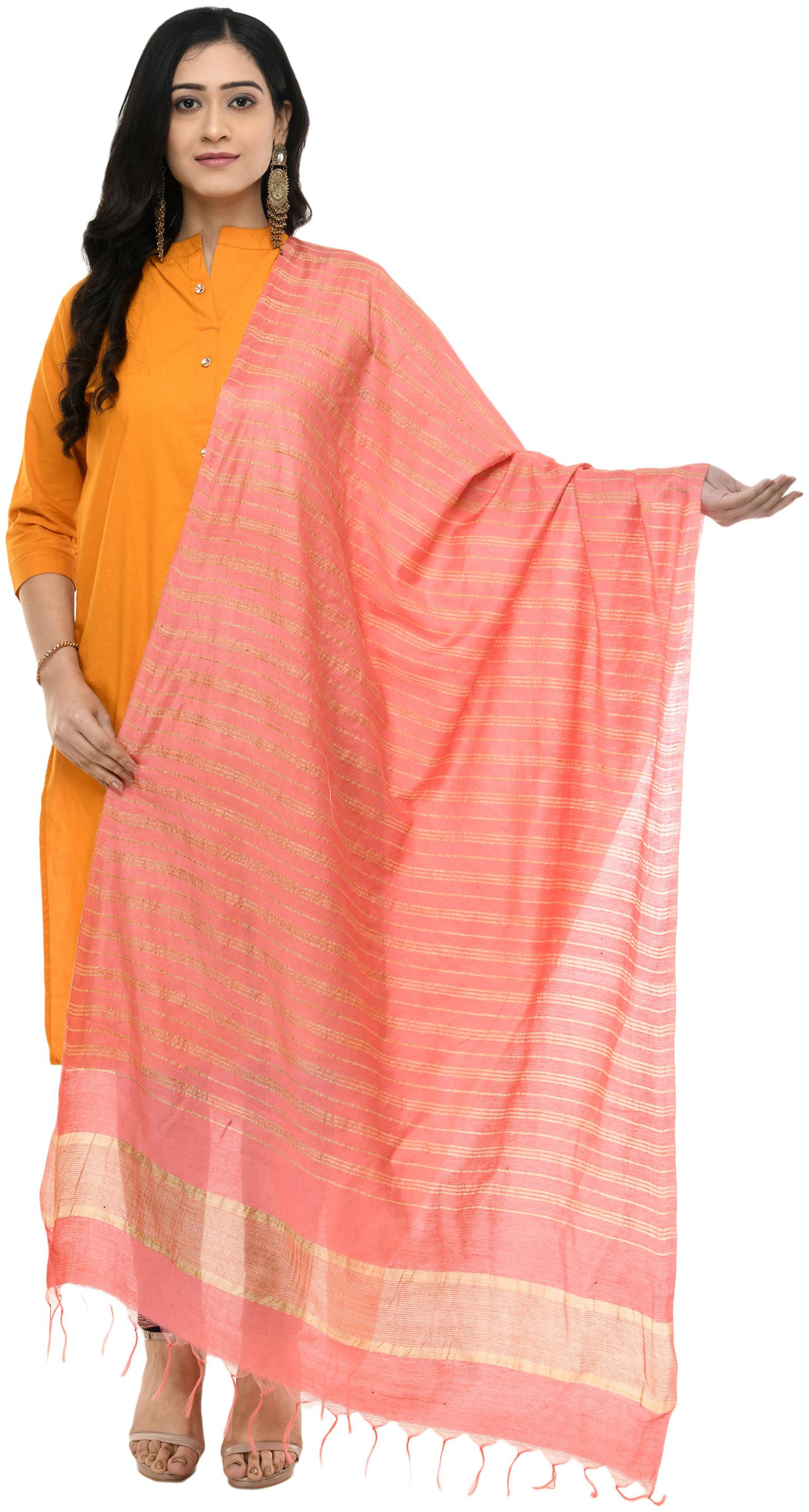 

A R Silk Women s Cotton Peach Dupatta