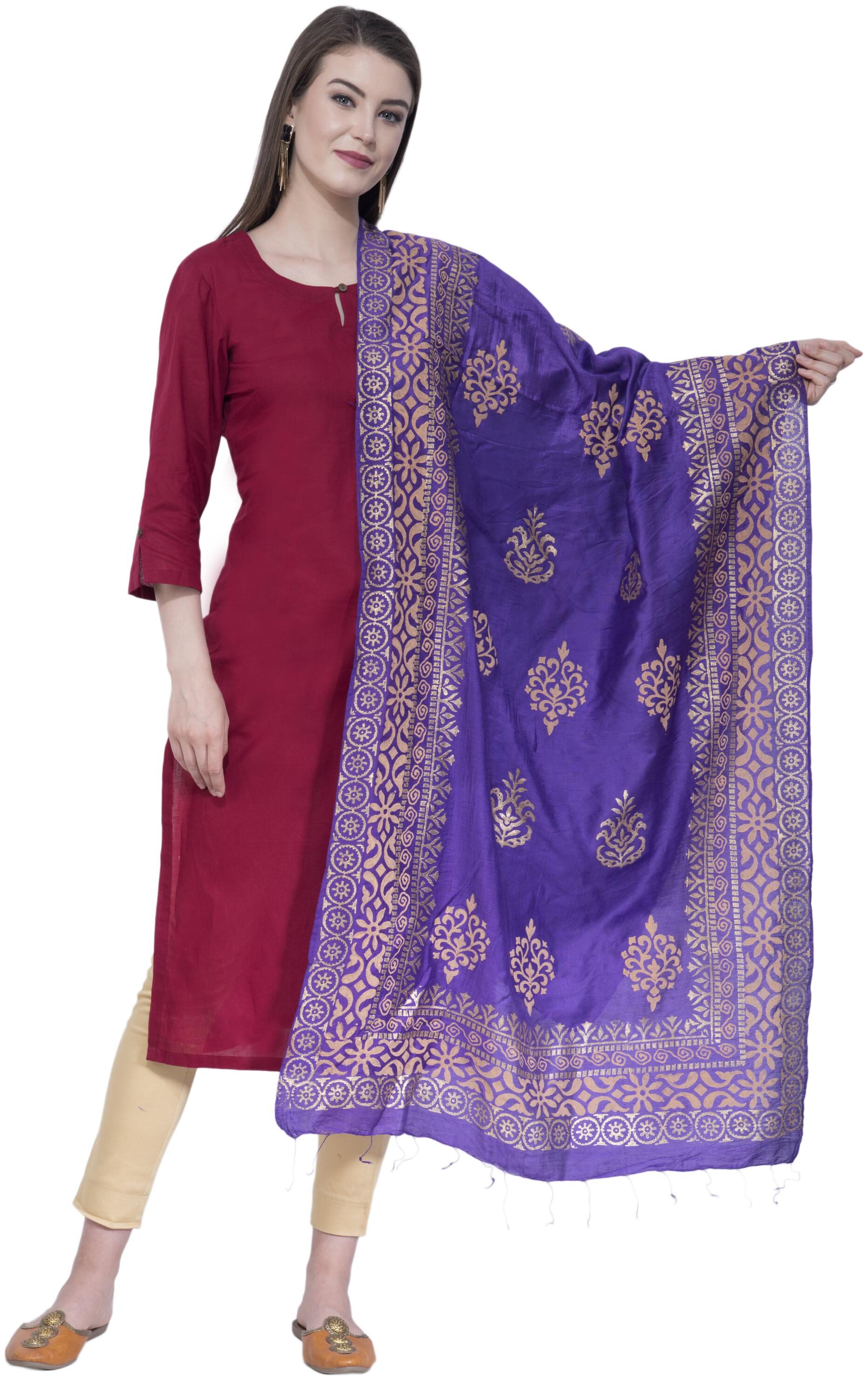 

A R SILK Women Cotton Dupatta Purple