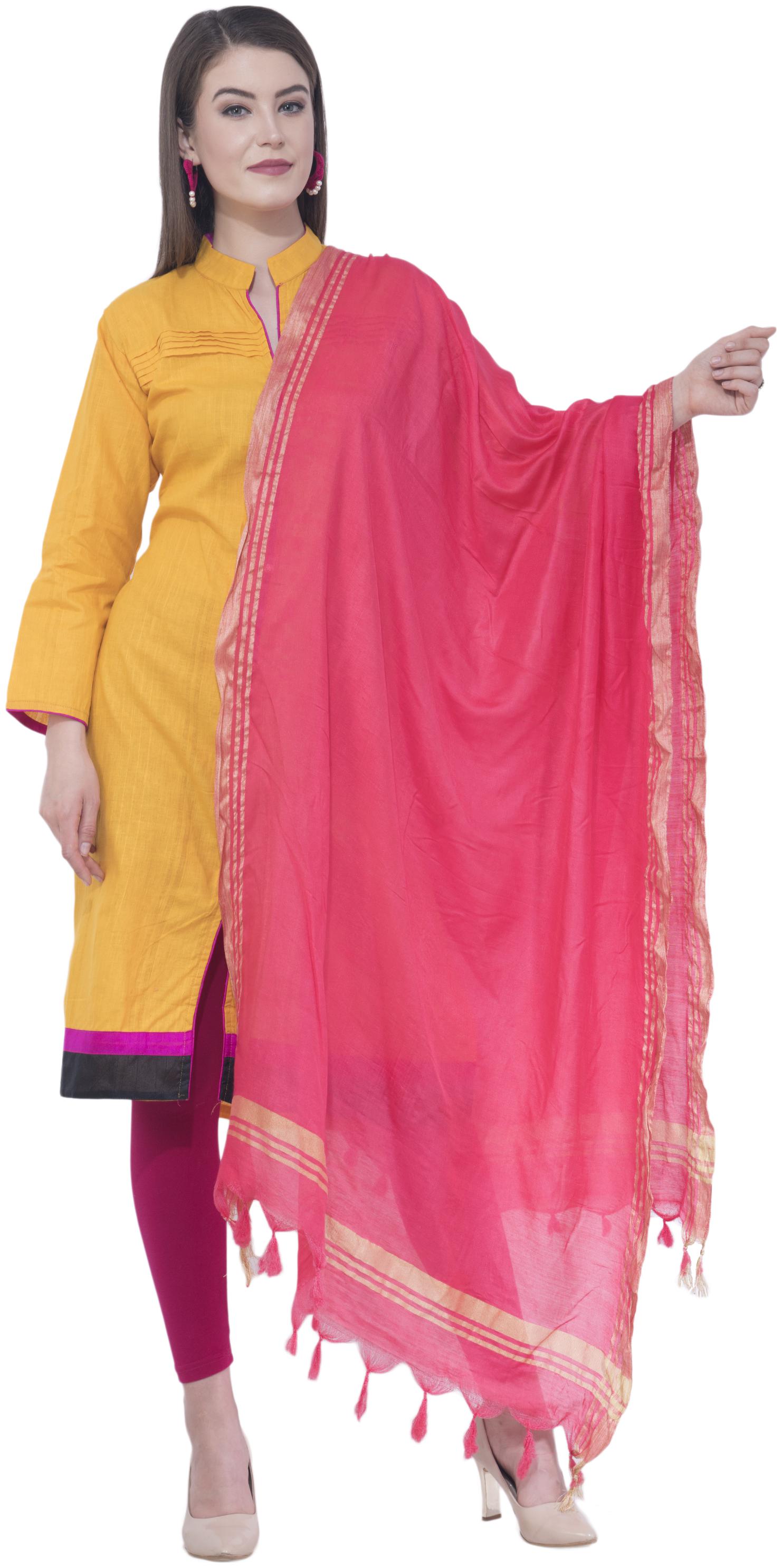 

A R SILK Women Cotton Dupatta Pink