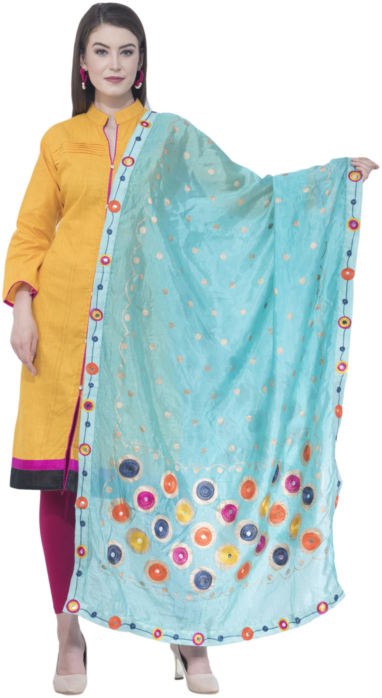 

A R SILK Women Silk Dupatta Turquoise