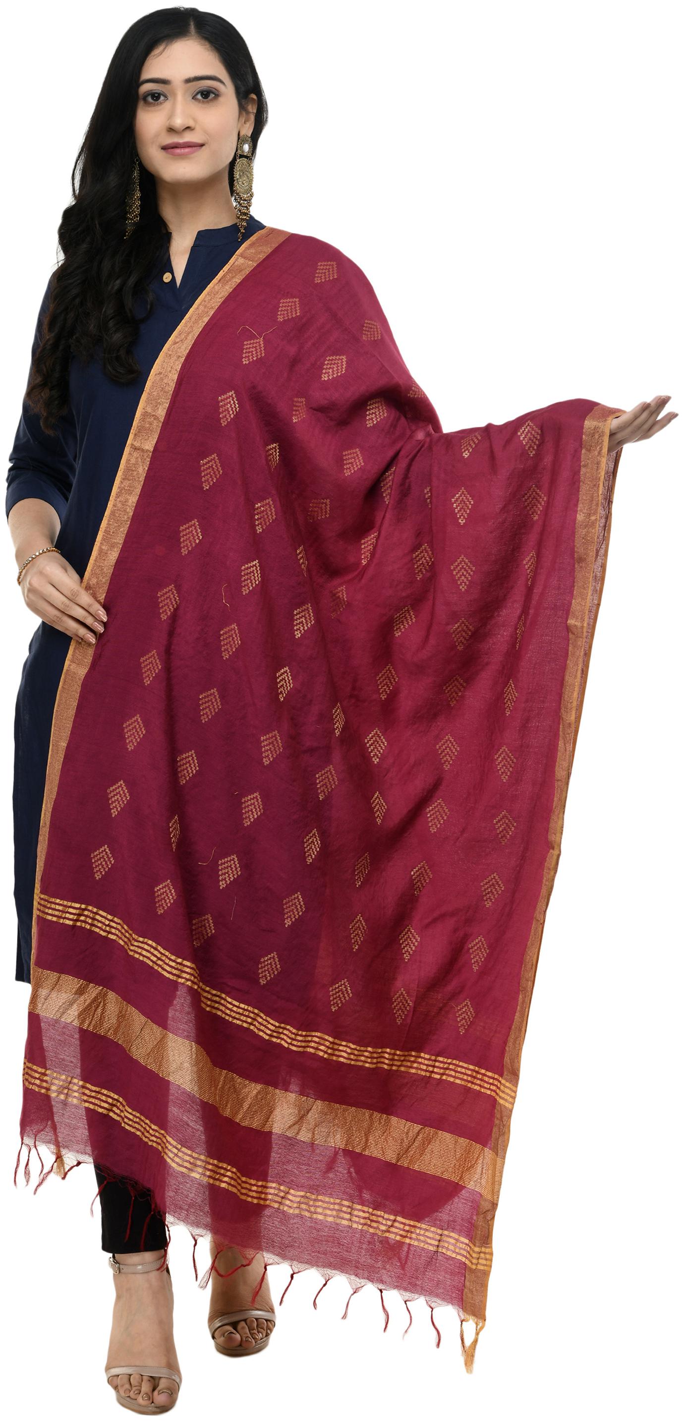 

A R SILK Women Cotton Printed Dupatta Purple