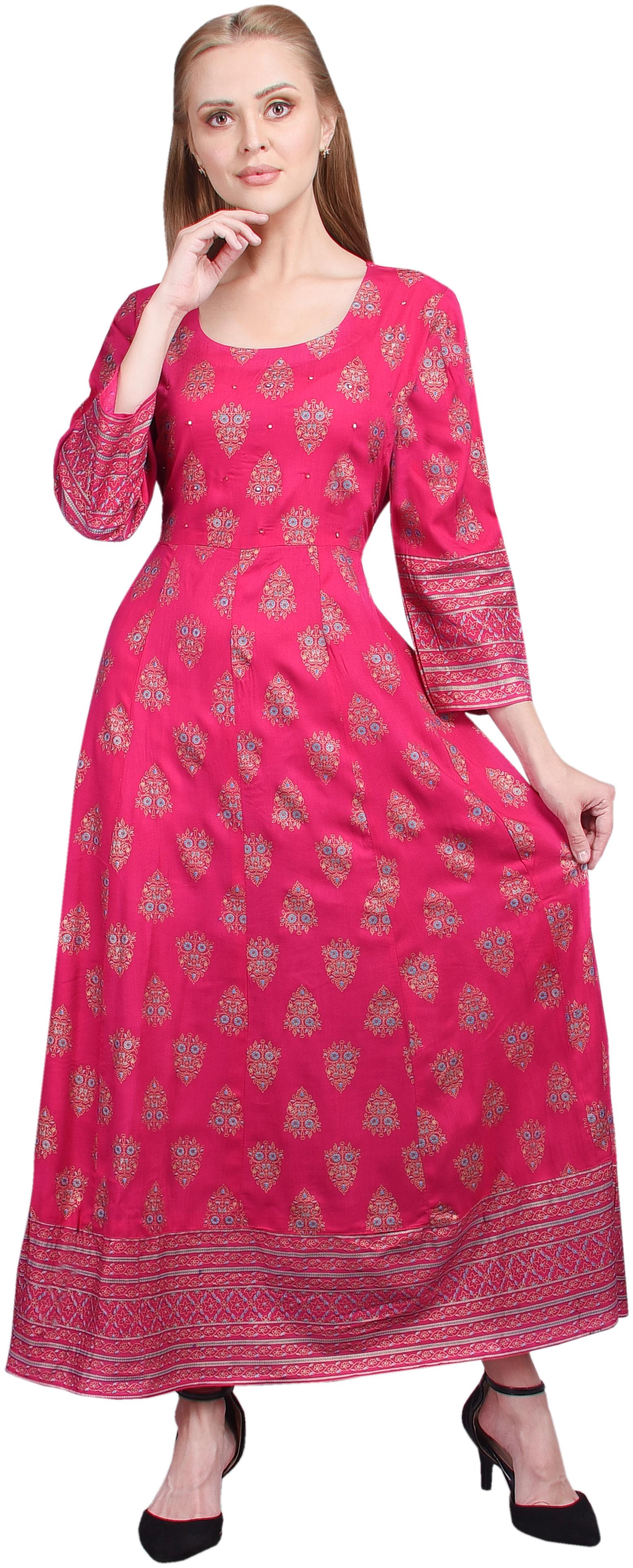 

A - TEX INDIA Women Pink Embroidered Anarkali Kurti