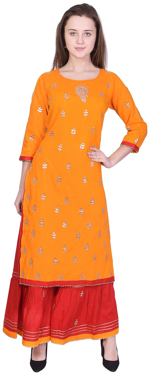 

A - TEX INDIA Women Rayon Kurta Orange