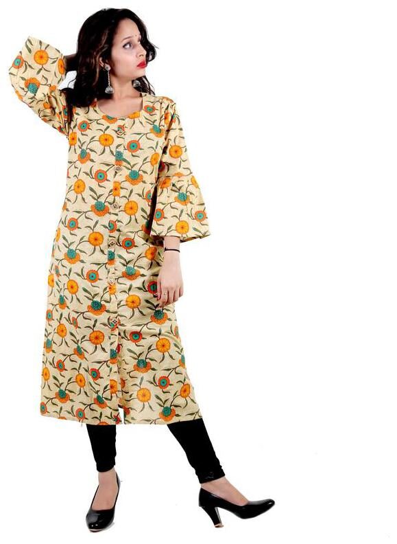 

A - TEX INDIA Cotton Casual Women Kurti Beige