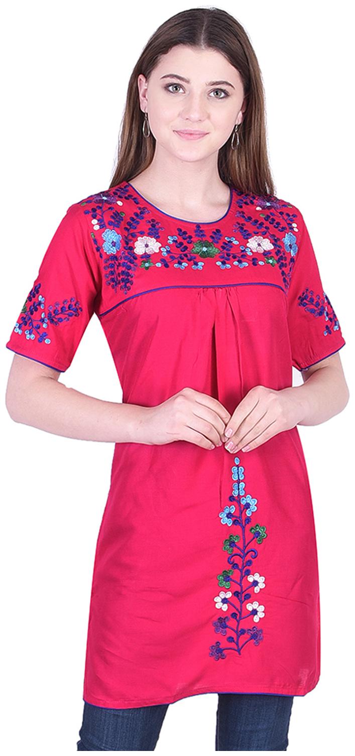 

A - TEX INDIA Women Embroidered Regular top - Pink