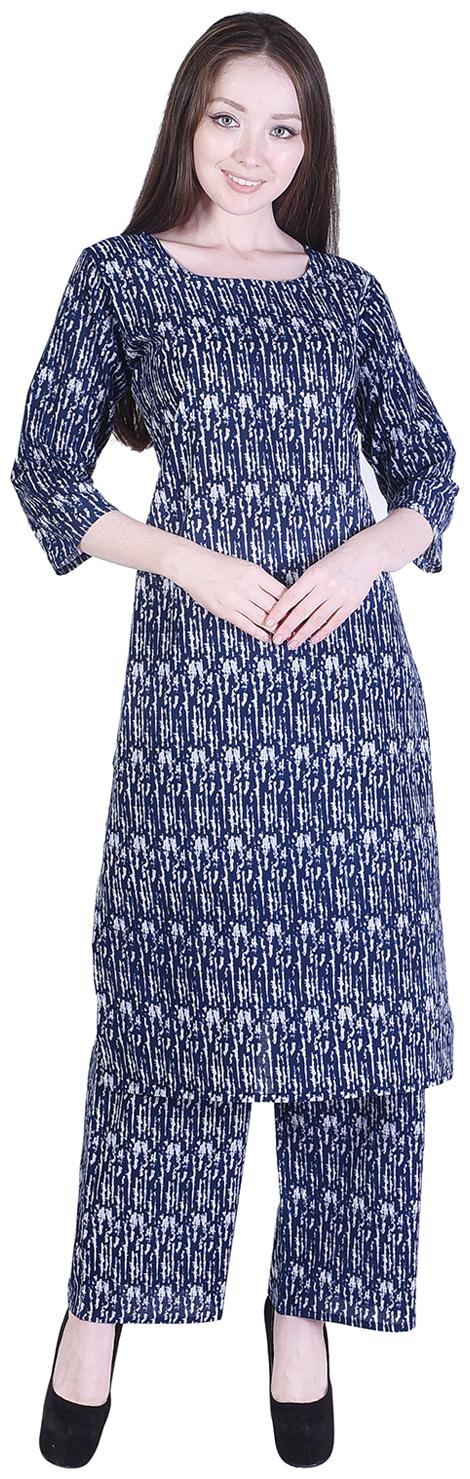 

A - TEX INDIA Women Blue Printed Straight Kurta With Palazzo