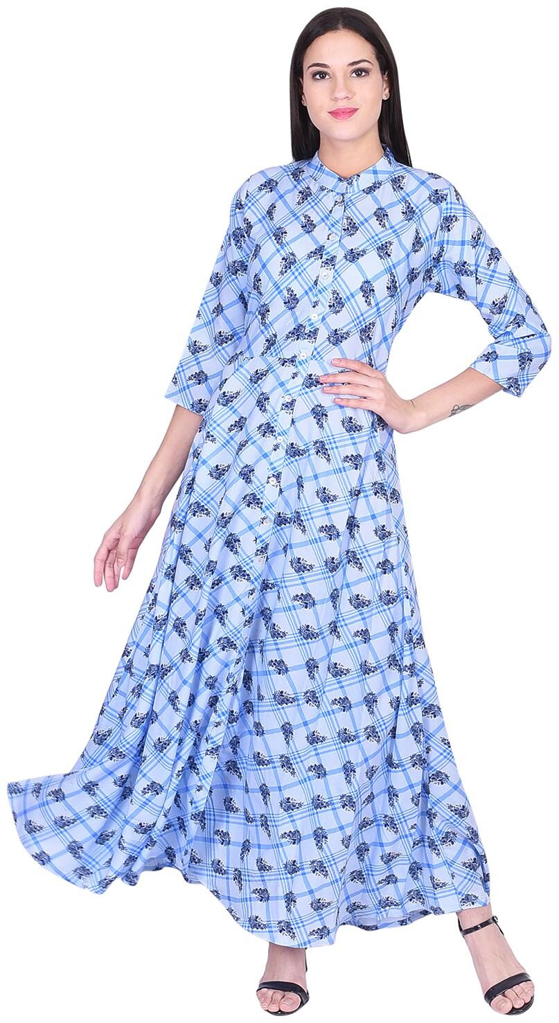 

A - TEX INDIA Women Blue Printed Anarkali Kurta