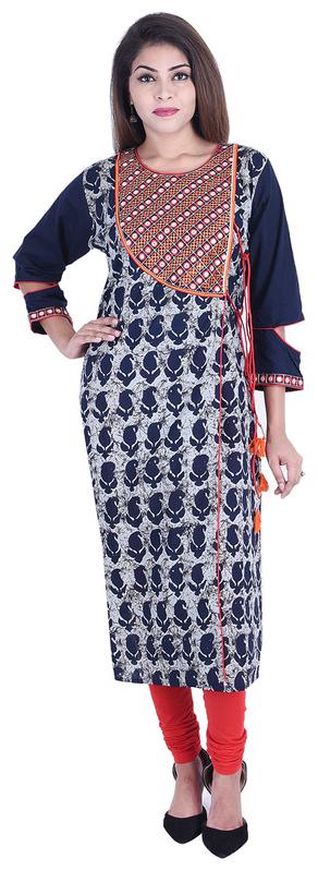 

A - TEX INDIA Women Blue Printed Fit and Flare Kurta