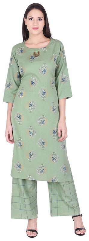 

A - TEX INDIAWomen Kurta and Palazzo Set -Green