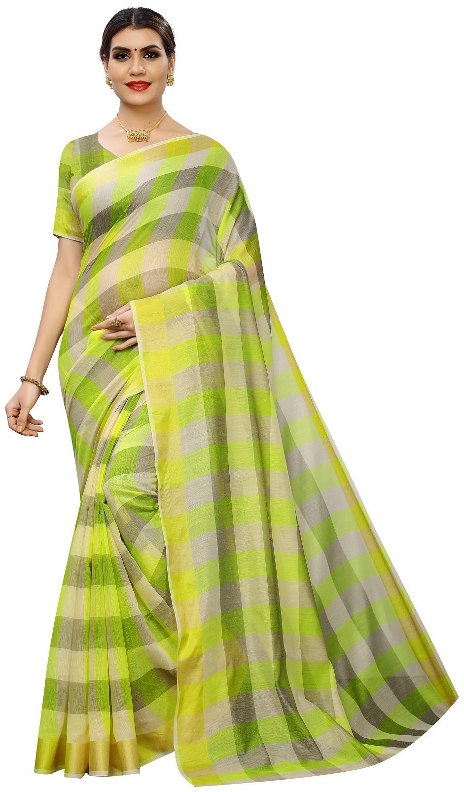 

A To Z Cart Women Party Wear Regular Saree With Unstitched Blouse (Green)