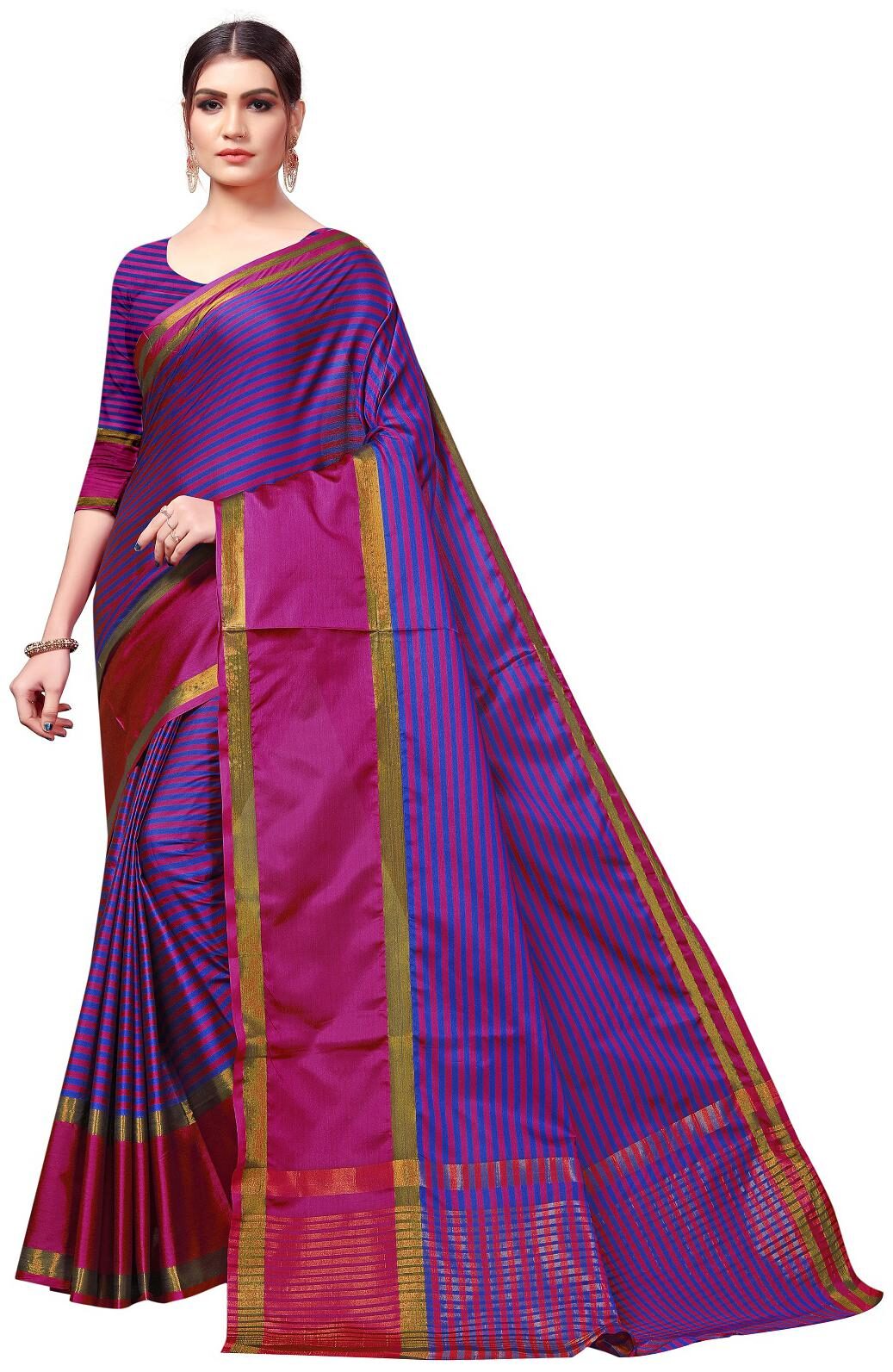 

A To Z Cart Women Party Wear Regular Saree With Unstitched Blouse (Purple)