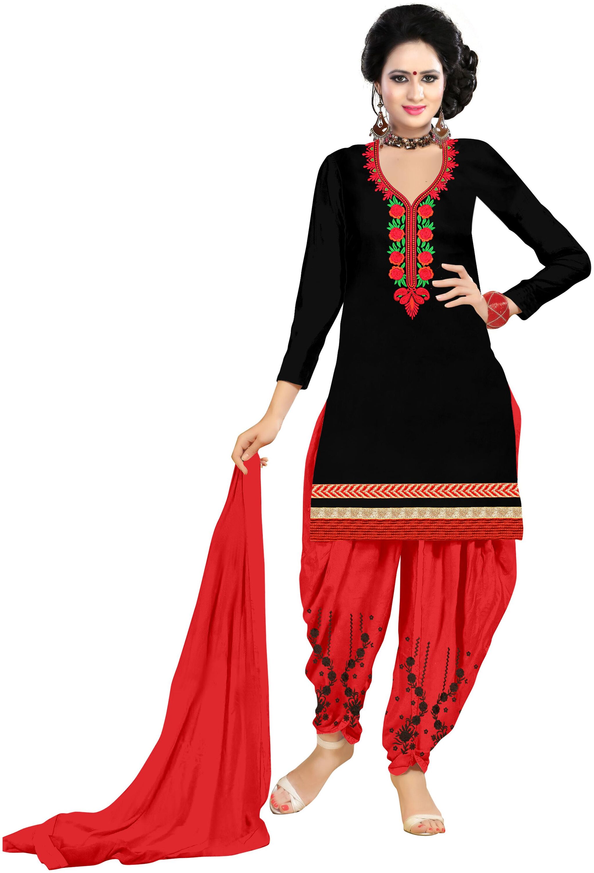 

A To Z Cart Women Cotton Dress Material Black
