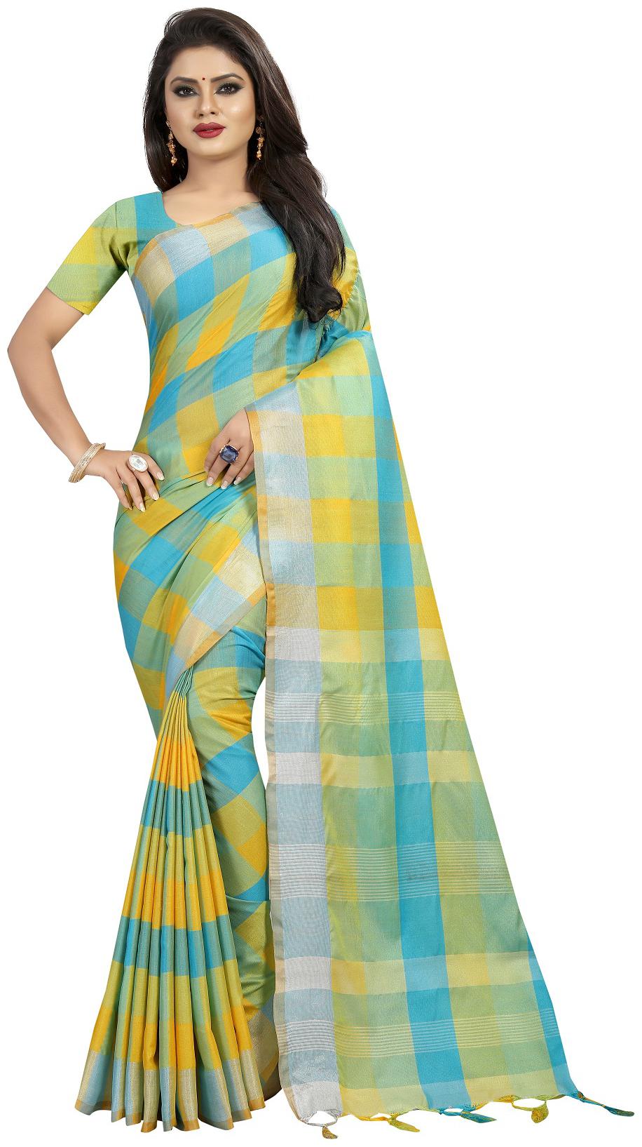 

A To Z Cart Women Party Wear Regular Saree With Unstitched Blouse (Yellow)