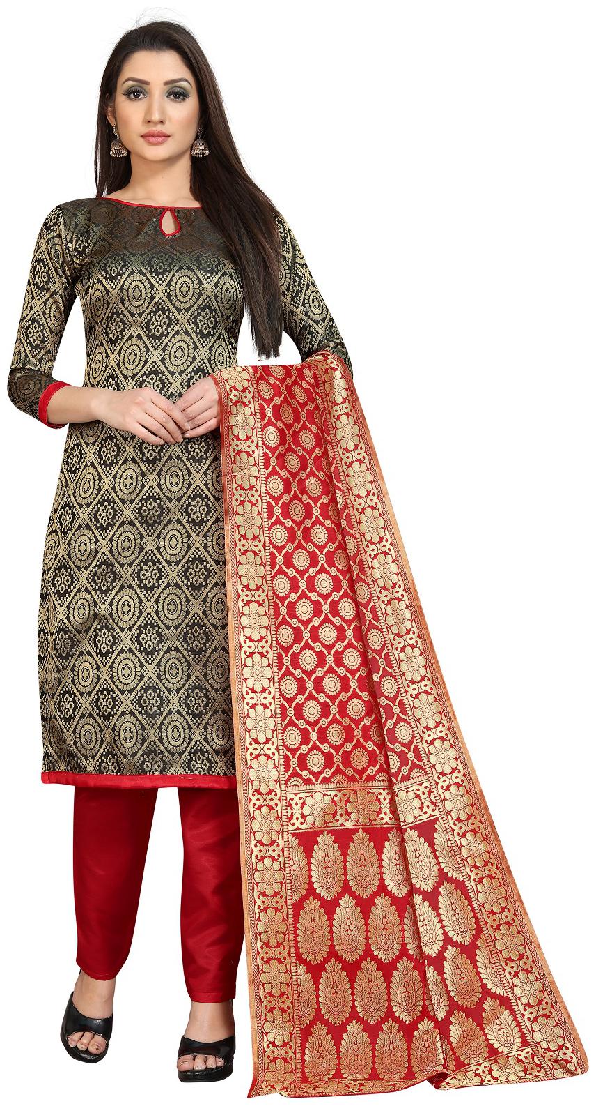 

A TO Z CART Black Unstitched Kurta with bottom dupatta With dupatta Dress Material