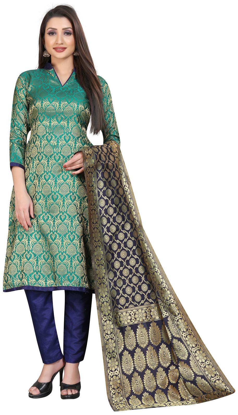 

A TO Z CART Green Unstitched Kurta with bottom dupatta With dupatta Dress Material
