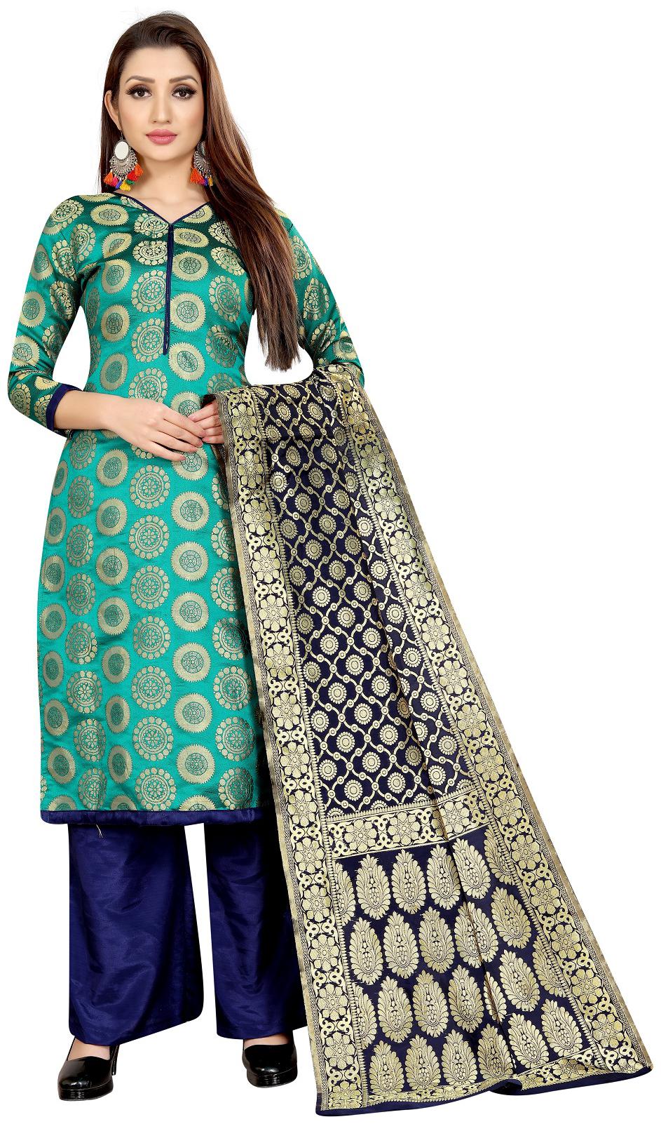 

A TO Z CART Green Unstitched Kurta with bottom dupatta With dupatta Dress Material