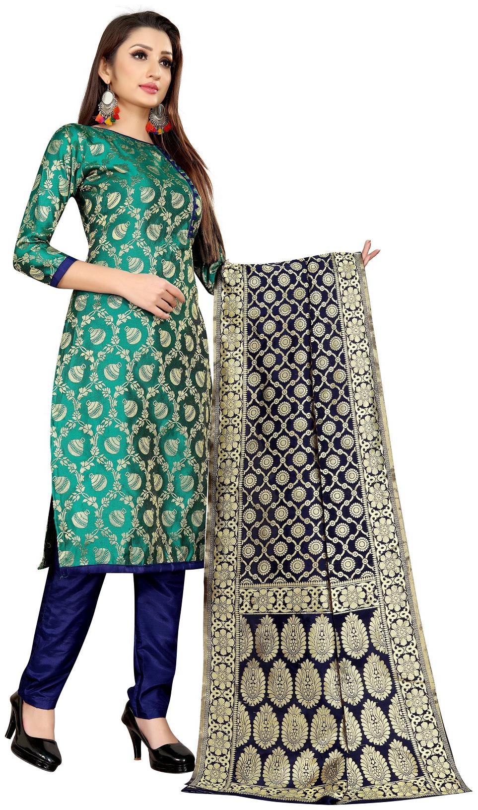 

A TO Z CART Green Unstitched Kurta with bottom dupatta With dupatta Dress Material