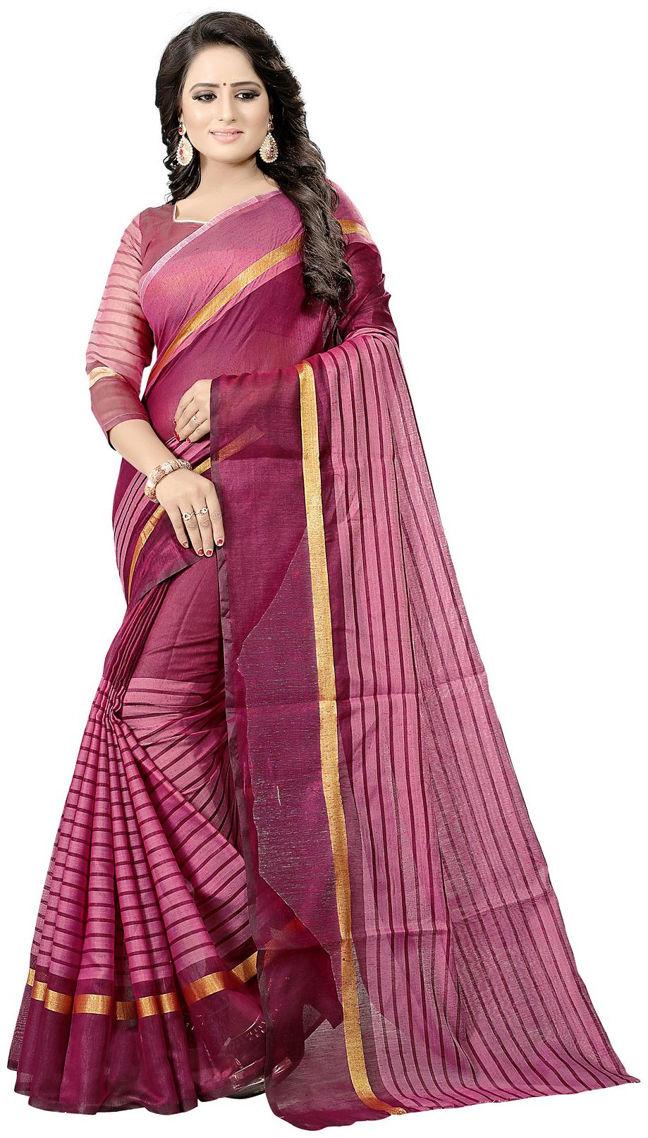 

A To Z Cart Women Party Wear Regular Saree With Unstitched Blouse (Wine)