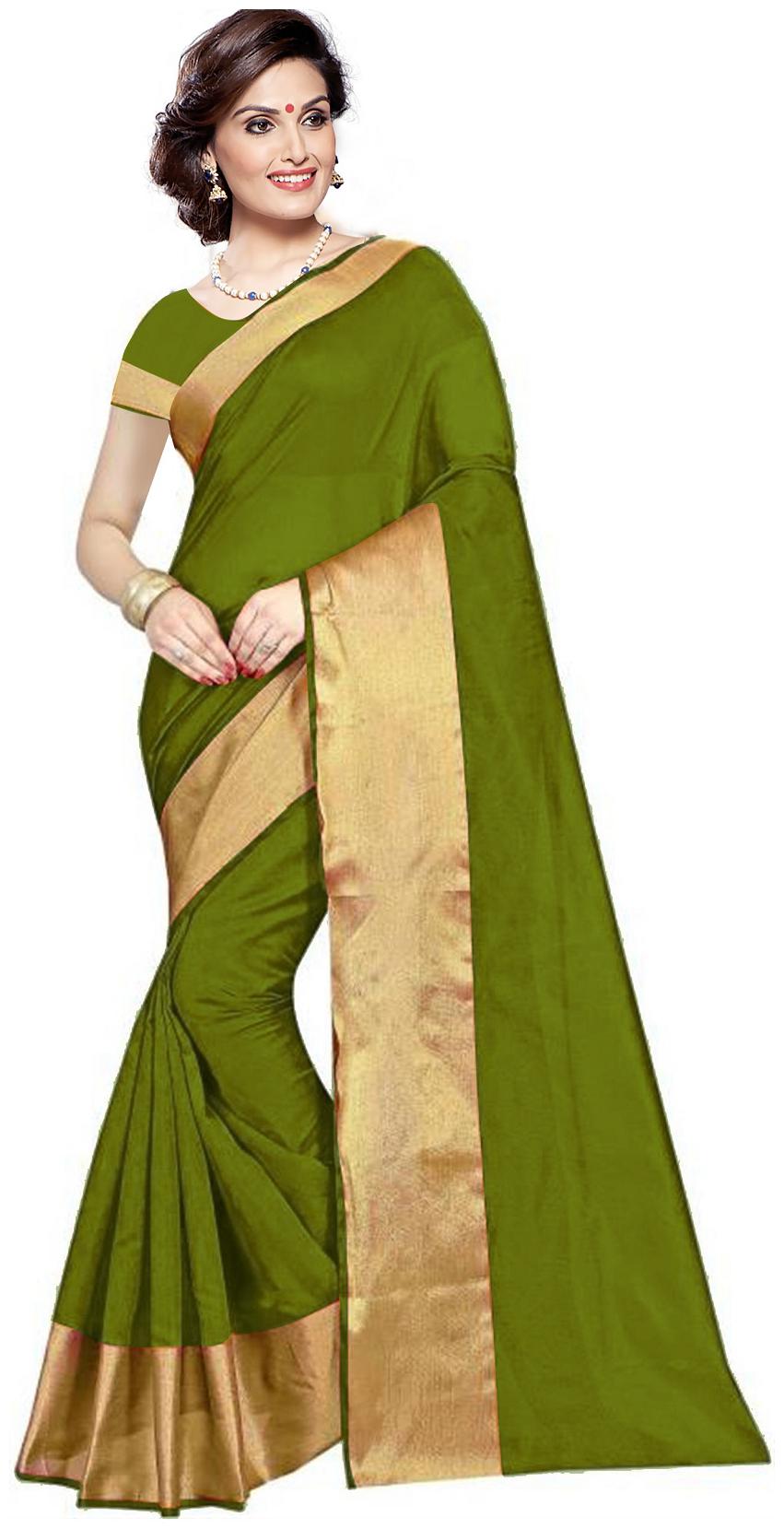

A To Z Cart Women Party Wear Regular Saree With Unstitched Blouse (Green)