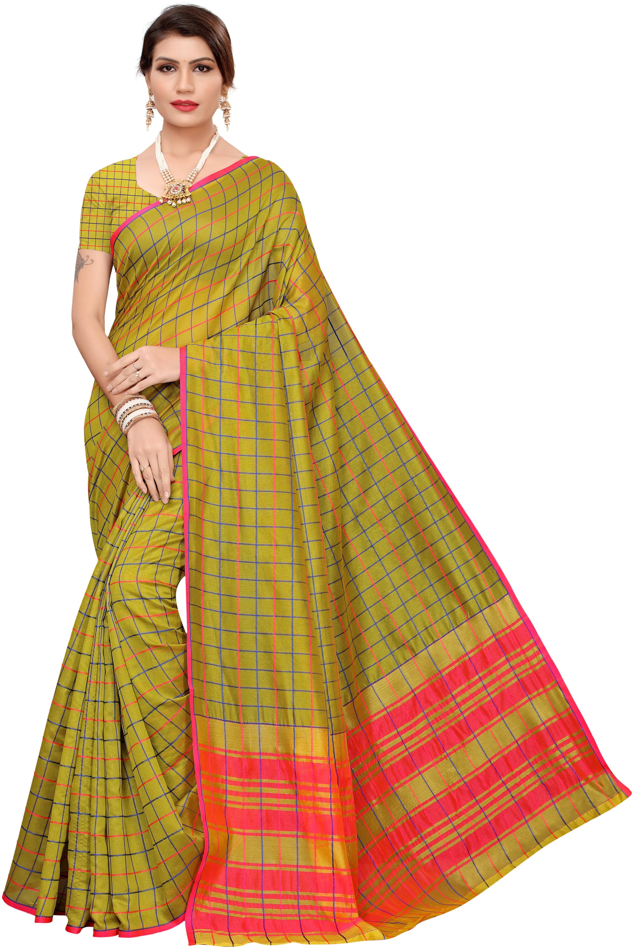 

A TO Z CART Women Cotton Saree Green
