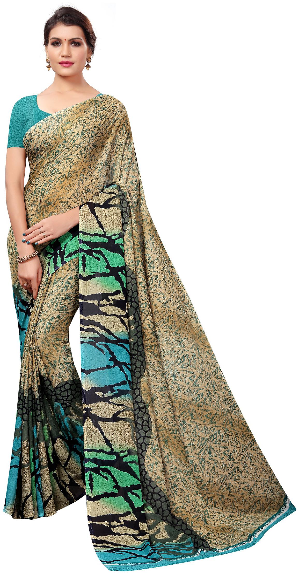 

A TO Z CART Women Georgette Regular Saree Beige