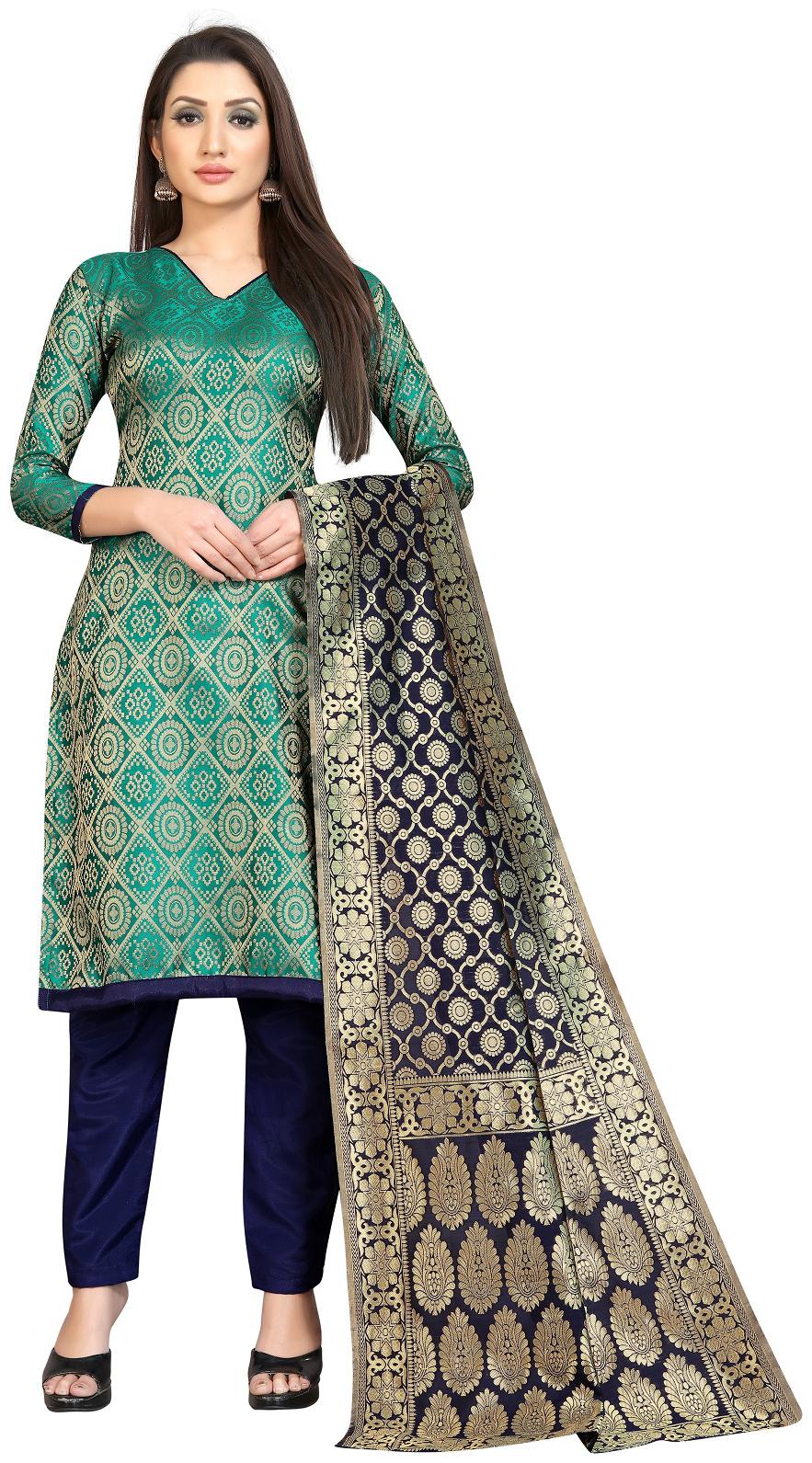 

A TO Z CART Green Unstitched Kurta with bottom dupatta With dupatta Dress Material
