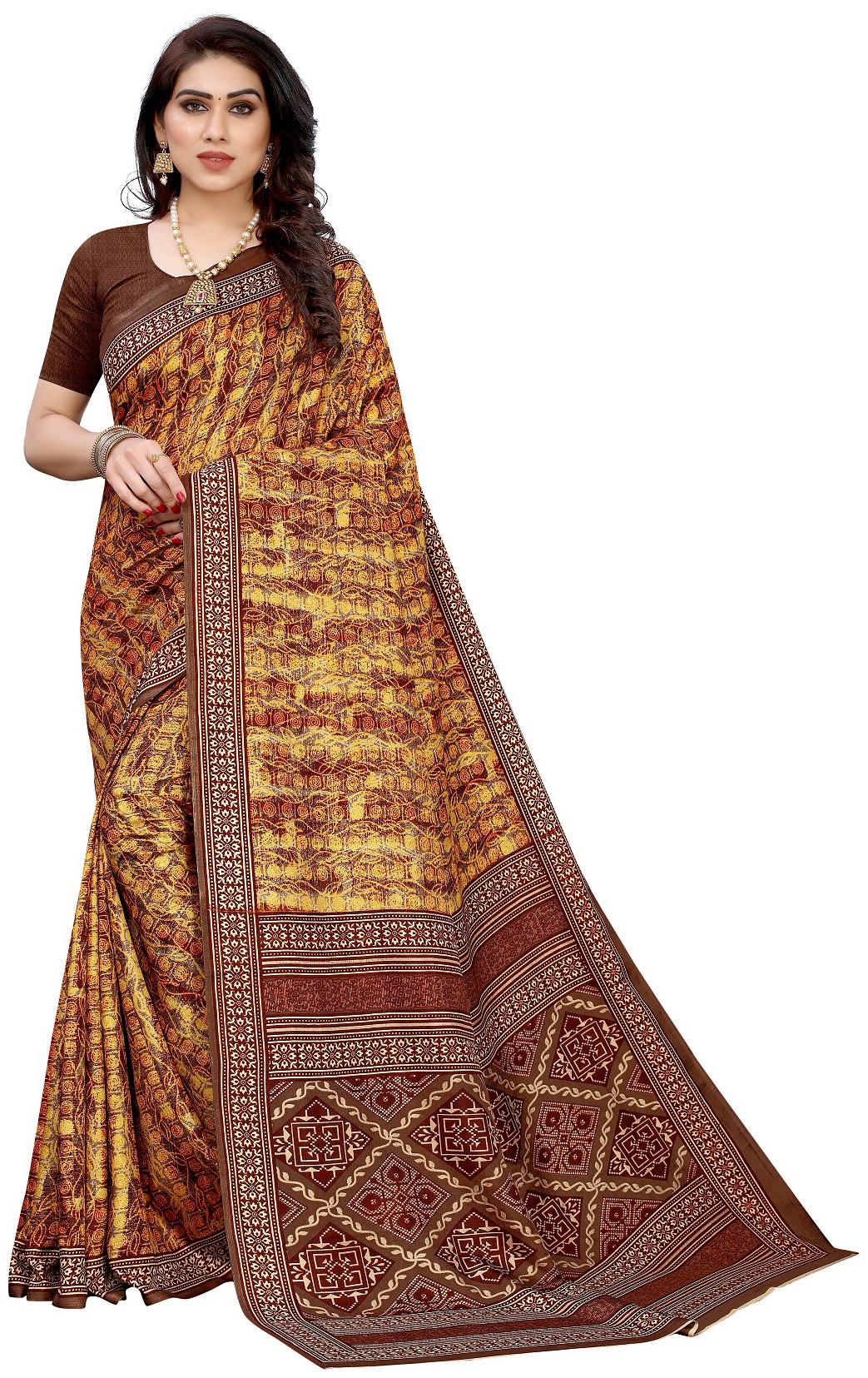 

A V Sarees Crepe Printed Multi Saree For Women