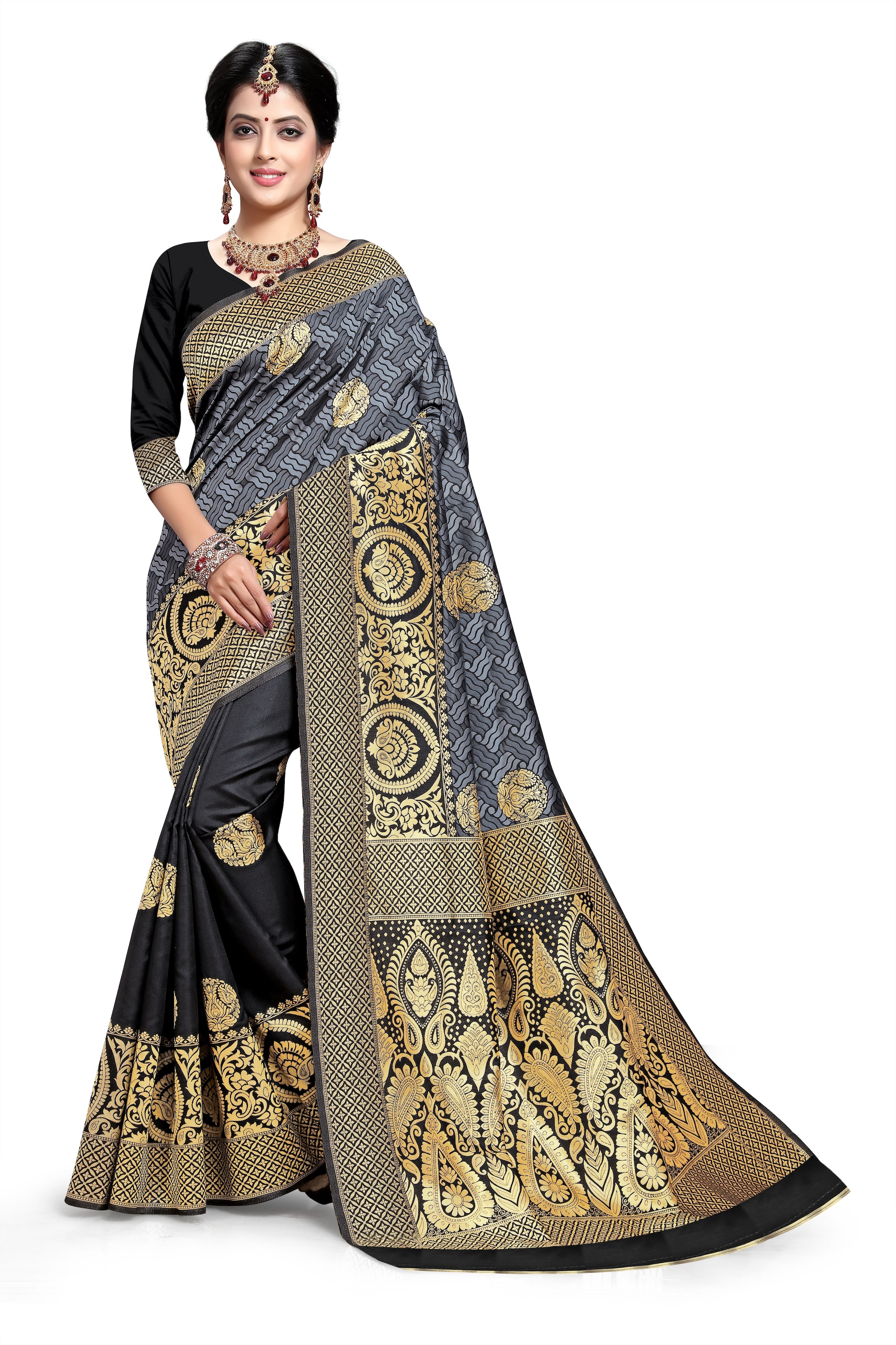 

Aadyaa Creation Bollywood Banarasi Art silk sareeMulti