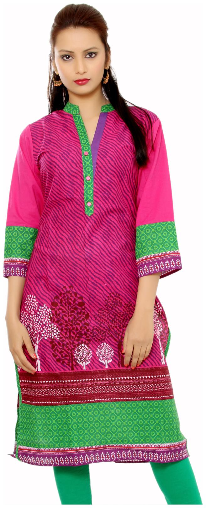 

Aakashi Women Pink Printed Straight Kurta