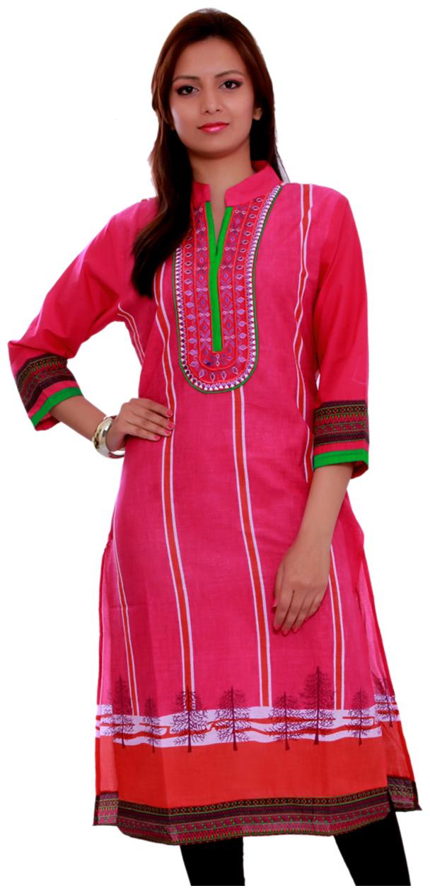 

Aakashi Women Red Printed Straight Kurta