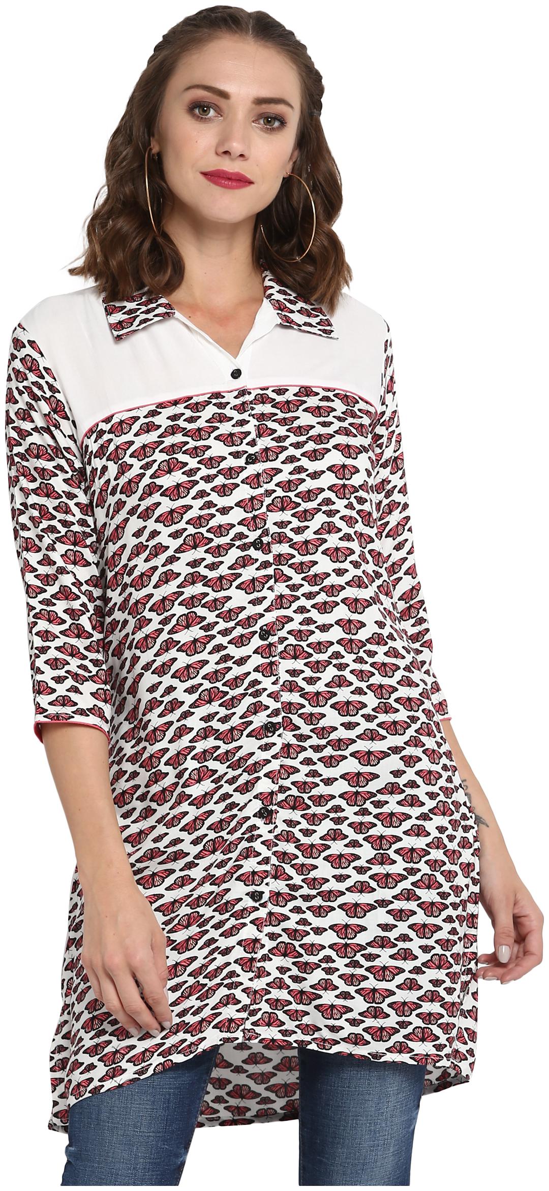 

Aanvi Women White Printed Straight Kurta