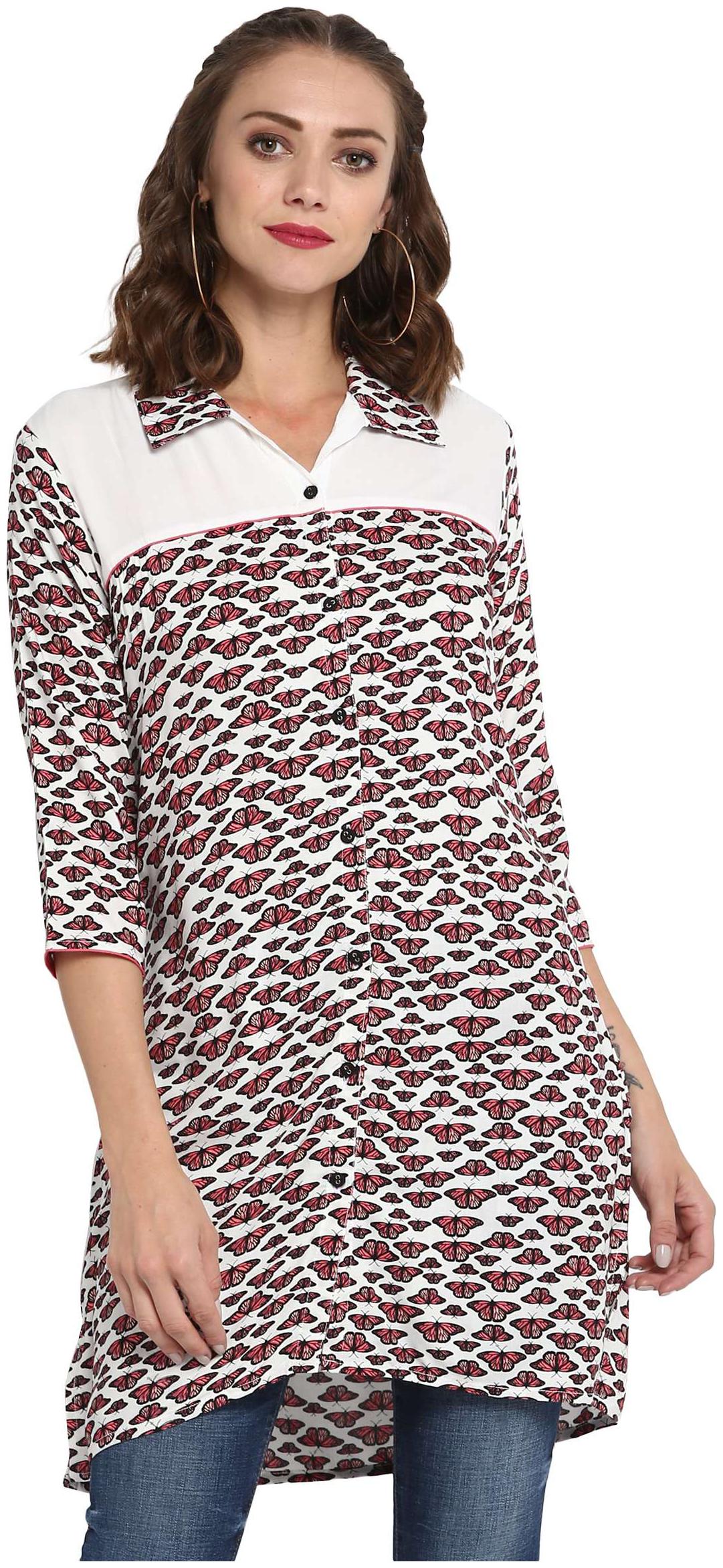 

Aanvi Women White Printed Straight Kurta