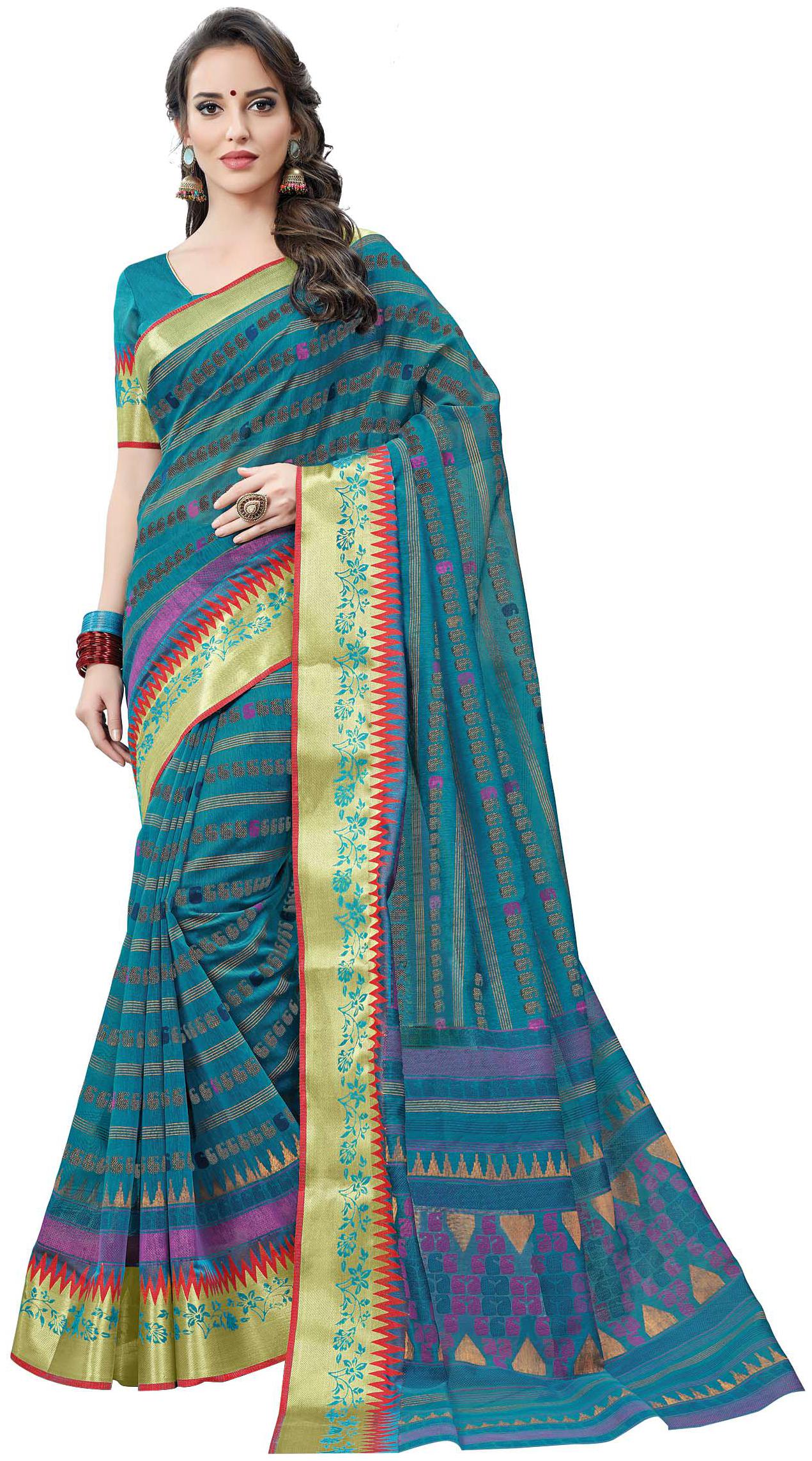 

Aarti Apparels Women s Designer Printed Gadwal Cotton Saree CRYTAL-6228