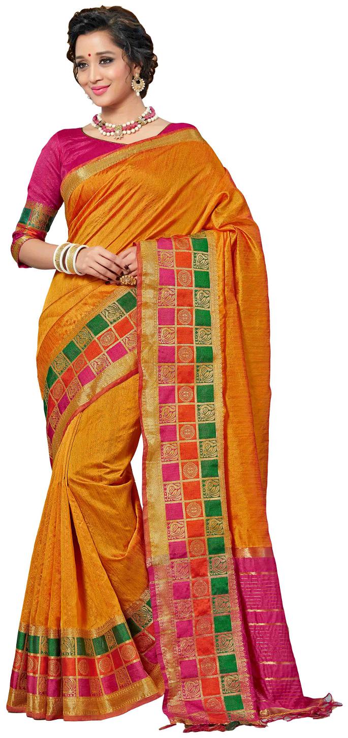 

Aarti Apparels Women s Designer Fashion Embroiderd Dupion Silk Saree RANGOLI3-3110 Orange