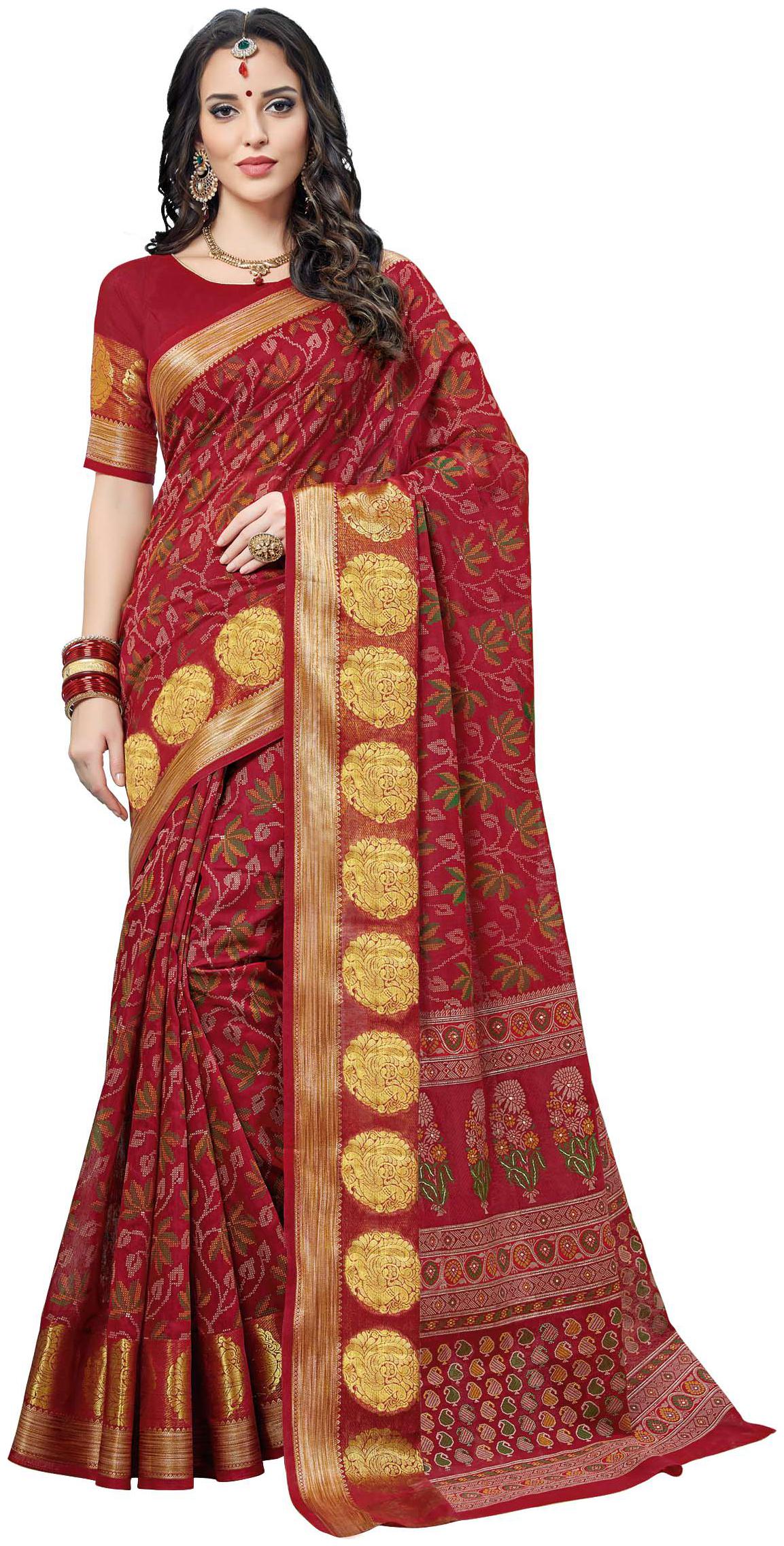 

Aarti Apparels Women s Designer Printed Gadwal Cotton Saree CRYTAL-6204