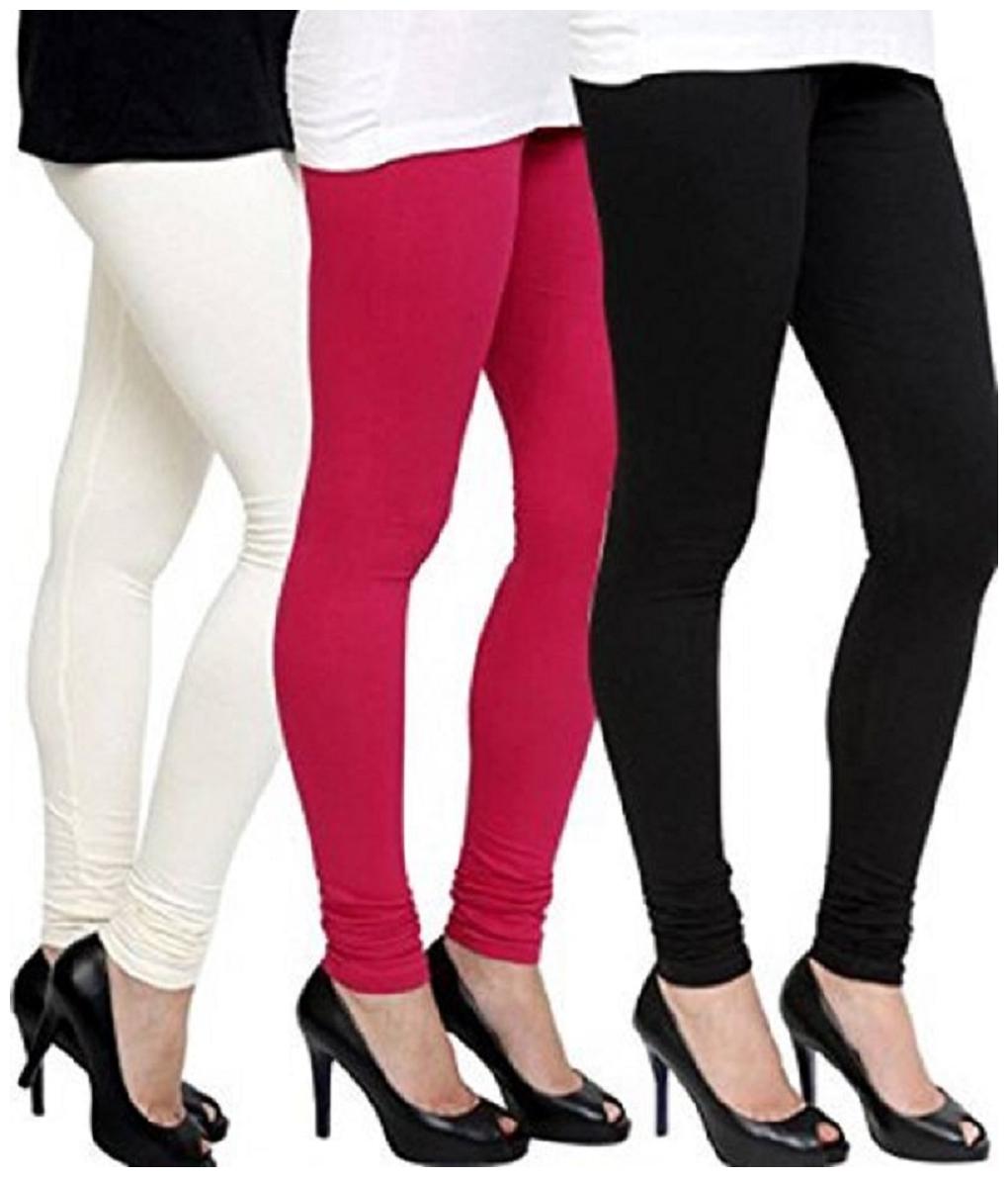 

Aaru Collection Cotton Lycra Churidar Leggings(Black Pink White)