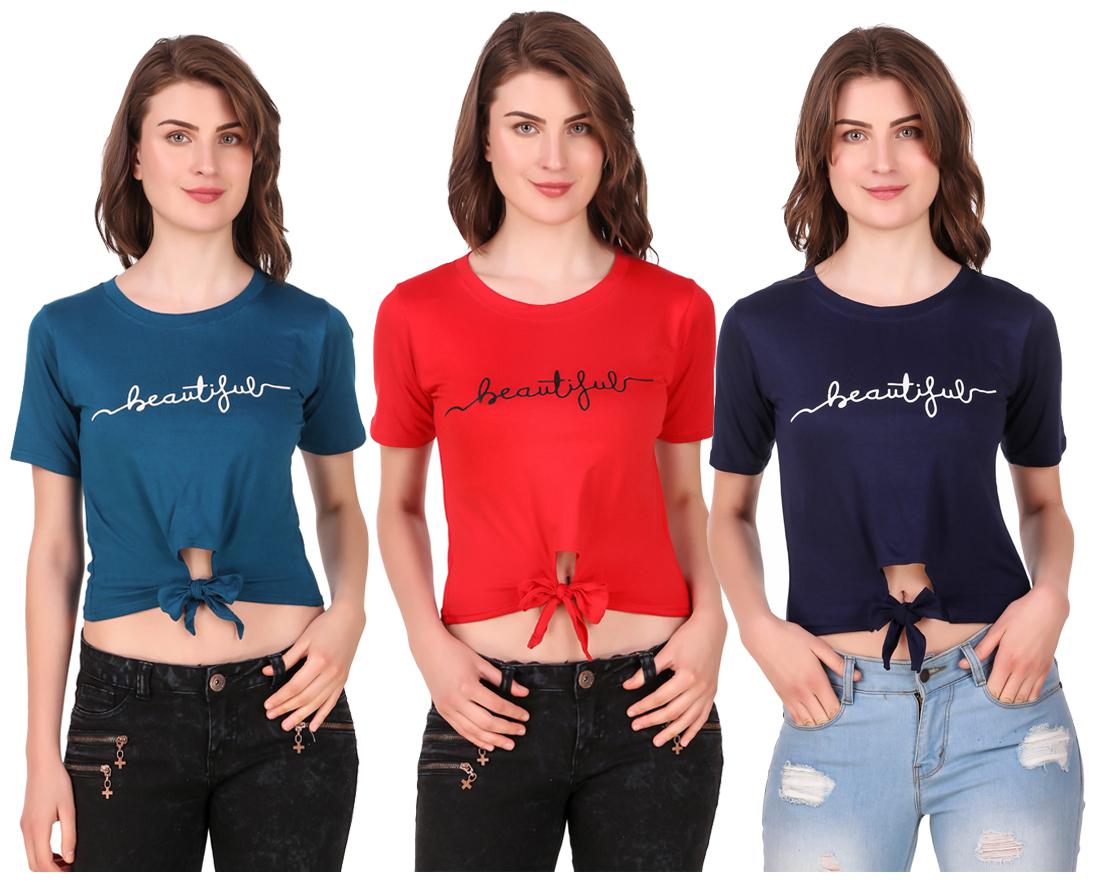 

AARYA WORLD Women Solid Crop top - Multi
