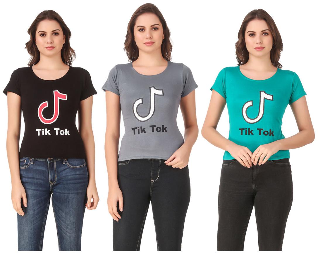

AARYA WORLD Women Lycra Printed Multi T Shirt