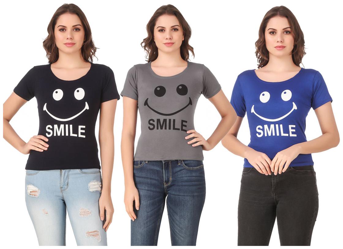 

AARYA WORLD Women Lycra Printed Multi T Shirt
