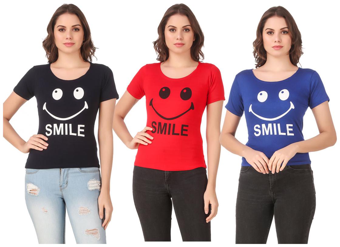 

AARYA WORLD Women Lycra Printed Multi T Shirt