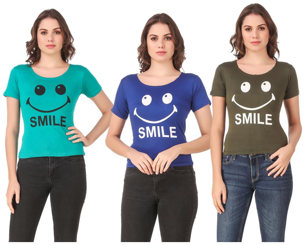 

AARYA WORLD Women Lycra Printed Multi T Shirt