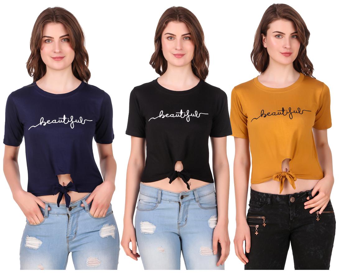 

AARYA WORLD Women Solid Crop top - Multi